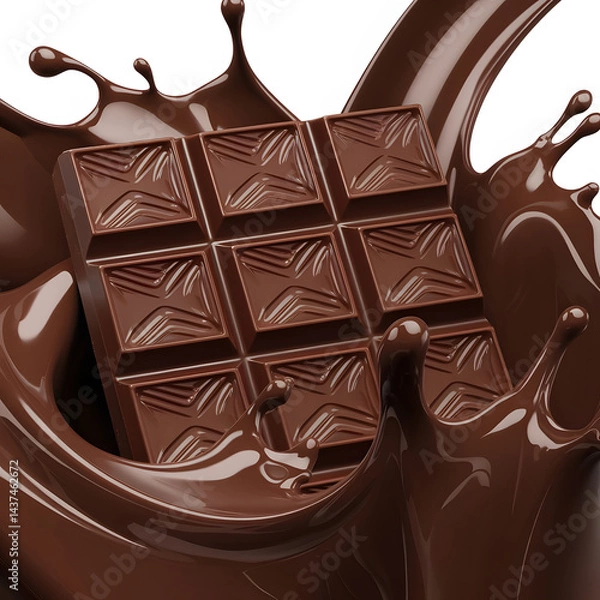 Fototapeta dark chocolate bar with splash