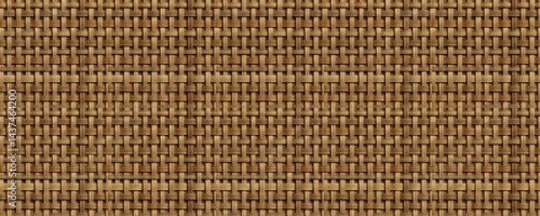Fototapeta Seamless Synthetic Rattan Weave Texture in Warm Honey Brown