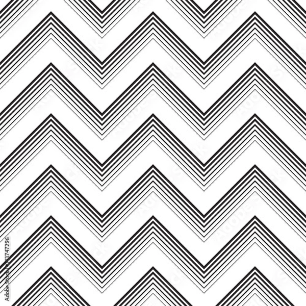 Fototapeta Seamless ZigZag Pattern. Abstract  Monochrome Line  Background