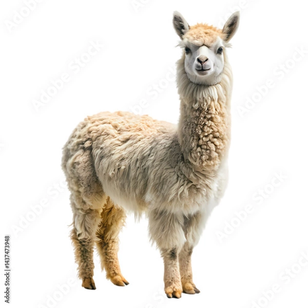 Obraz Fluffy Alpaca Andean Animal South American Llama isolated on transparent background