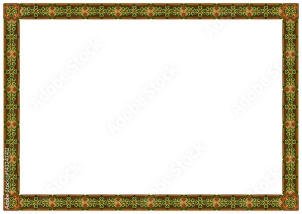 Fototapeta Exquisite wooden frame with carved ornaments