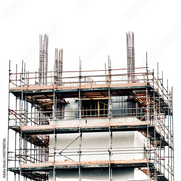 Fototapeta Dark construction image of multistory building under construction