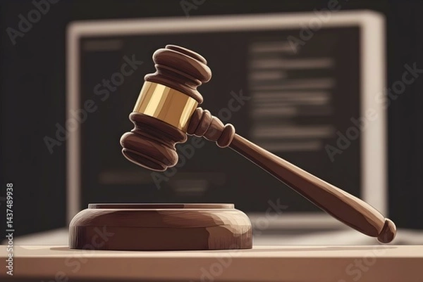 Fototapeta Legal Concept Display with Gavel and Legislative Screen