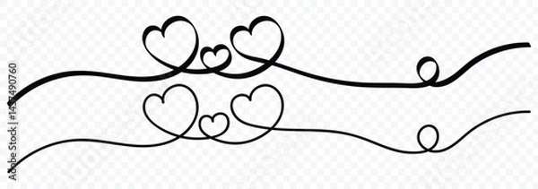 Obraz Heart lines. Continuous line drawing.Vector Illustration for heart, love, valentine, wedding. Double heart wavy line. Vector illustration