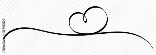 Fototapeta Heart lines. Continuous line drawing of two hearts on transparent background. One line drawing heart. Hand drawn banner for valentine's day. Vector illustrator