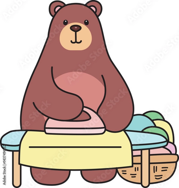 Obraz Illustration of cute bear icon.
Funny bear in daily activities elements.
