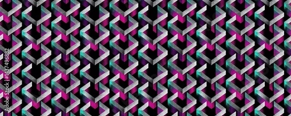 Fototapeta Chromatic Wave – Abstract Minimalist Glitch on Black