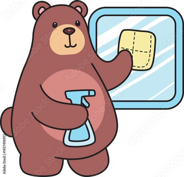 Obraz Illustration of cute bear icon.
Funny bear in daily activities elements.
