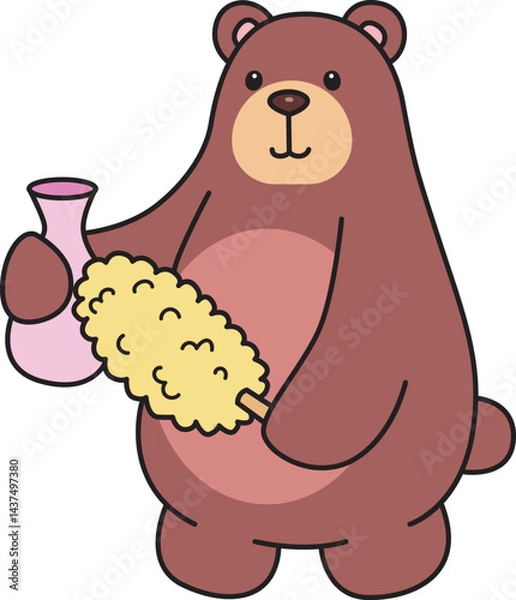 Fototapeta Illustration of cute bear icon.
Funny bear in daily activities elements.