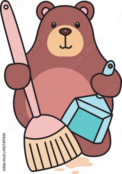 Obraz Illustration of cute bear icon.
Funny bear in daily activities elements.