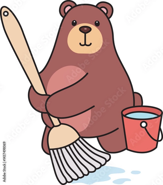 Obraz Illustration of cute bear icon.
Funny bear in daily activities elements.