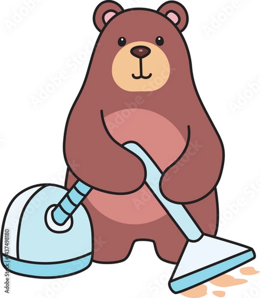 Obraz Illustration of cute bear icon.
Funny bear in daily activities elements.