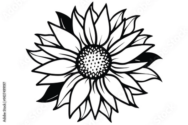 Fototapeta Vector silhouette of a sunflower.