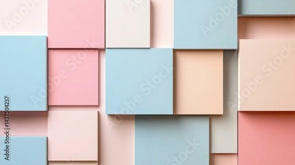 Fototapeta Abstract geometric pattern of overlapping squares in pastel colors