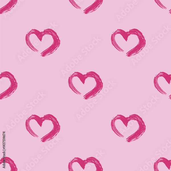 Fototapeta Seamless pattern with hand drawn heart doodle for decorative print, wrapping paper, greeting cards and fabric