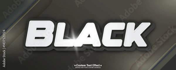 Fototapeta Black editable text font effect 3d text for title