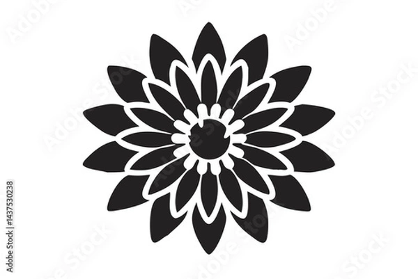 Obraz Dahlia Flower Bloom Silhouette PNG, Floral Outline Art, Botanical