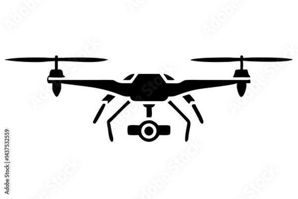 Fototapeta Modern Drone Silhouette for Tech Projects, Media Graphics, and Aviation Themes