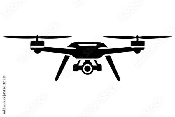 Fototapeta Modern Drone Silhouette for Tech Projects, Media Graphics, and Aviation Themes
