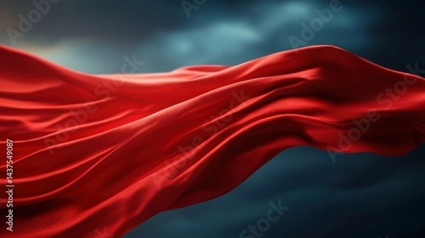 Fototapeta A flowing red fabric against a moody background, symbolizing power and passion.