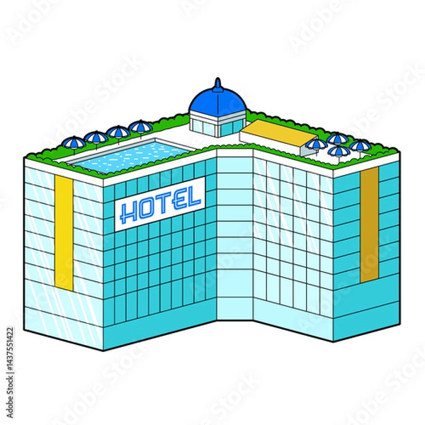 Obraz ホテル｜アイソメトリック｜ベクター