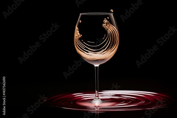 Fototapeta A single realistic droplet of wine spreading into a delicate ripple, creating a sophisticated and understated composition