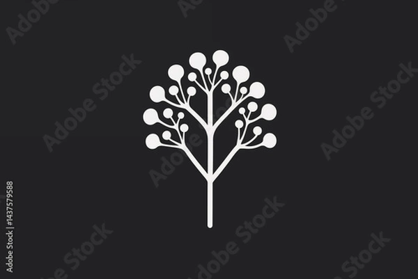 Fototapeta A stylized Yarrow flower head and leaf turned into a small icon or label element, minimal and modern.