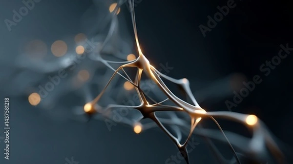Obraz Abstract neural network concept with glowing nodes and interconnected pathways