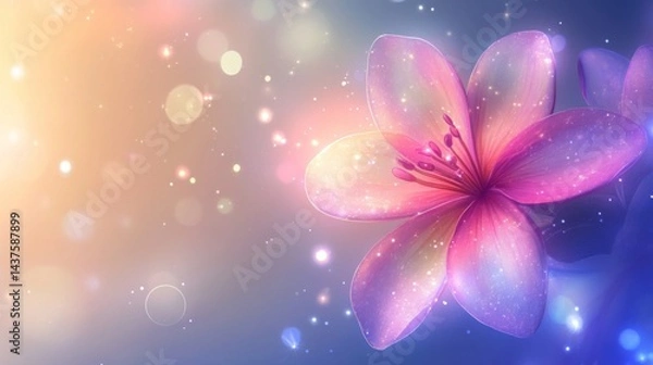 Fototapeta Pink Glitter Flower with Soft Light Background