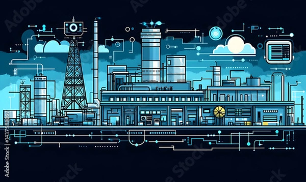 Obraz Modern industrial facility complex illustration