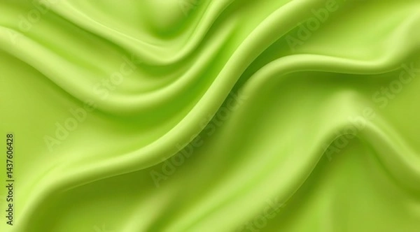Fototapeta Soft, flowing lime green fabric drapes elegantly