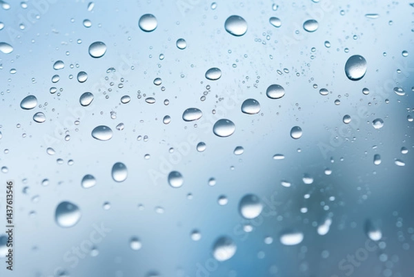 Fototapeta A pattern of water droplets on blue background creating a modern and artistic look for backgrounds or textiles