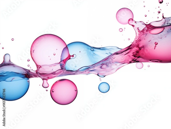 Fototapeta An abstract background with water bubbles floating weightlessly isolated on white background