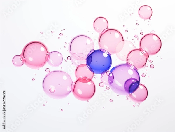 Fototapeta An abstract background with water bubbles floating weightlessly isolated on white background