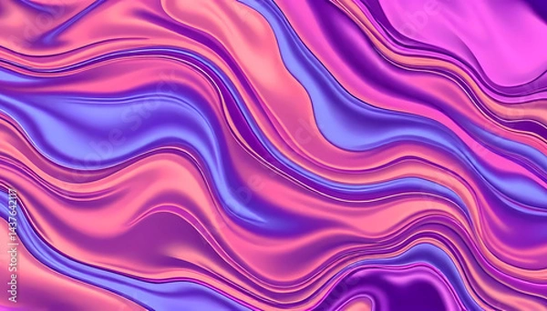Obraz Sunset Waves Blending Magenta and Indigo Dreams Digital Illustration