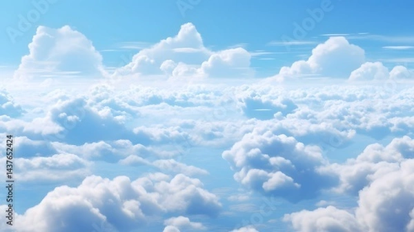 Fototapeta The sky is filled with fluffy white clouds, creating a serene