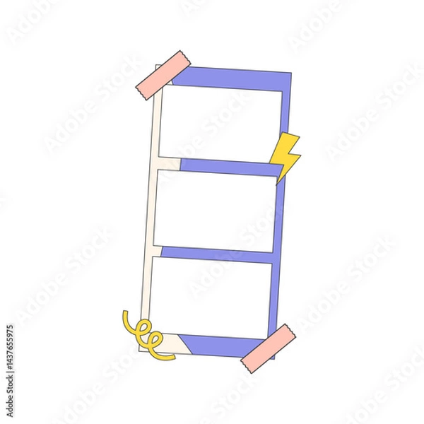 Fototapeta Retro cute polaroid photo frames background. Doodle frame polaroid border element vector illustration