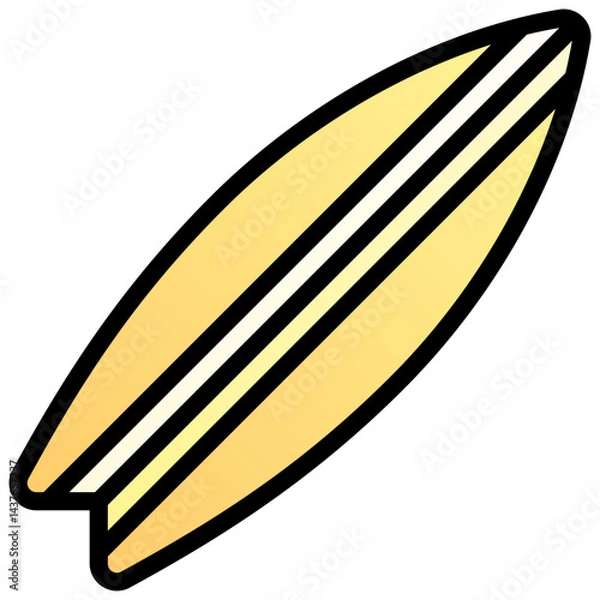 Obraz Surf board. Editable vector icon, coloured with outlined stroke.