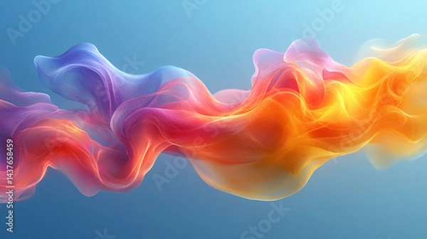 Fototapeta Abstract vibrant flowing ribbons of colorful smoke or liquid.