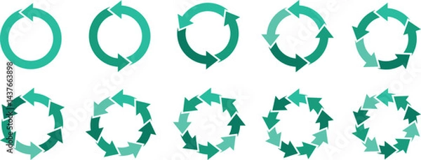 Obraz Pie charts diagrams. Pie chart of the multiple colored arrows. Circle pie chart. 2,3,4,5,6,7,8,9,10,11,12 sections or steps. Circle arrows infographic. Pie chart into an arrow ring chart. 