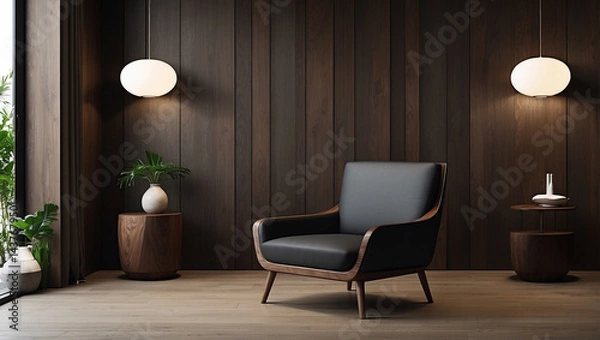 Fototapeta Sophisticated Dark Wood Reception Armchair for Welcoming Spaces