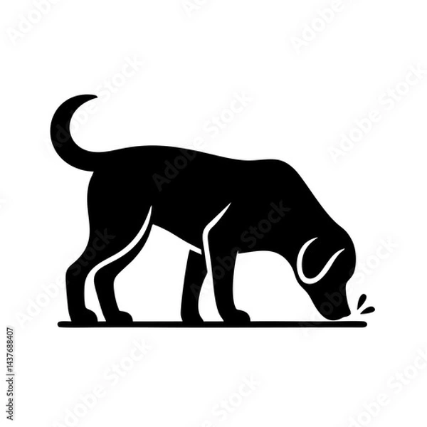 Obraz Vector dog sniffing the ground.