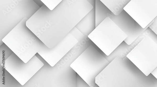 Fototapeta Abstract White Squares Pattern. Minimalist white background with geometric grid patterns,
