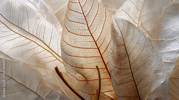 Obraz Abstract Flower Petals Texture in Beige color, Delicate beige transparent leaves with natural texture, Delicate Dried Leaves Background