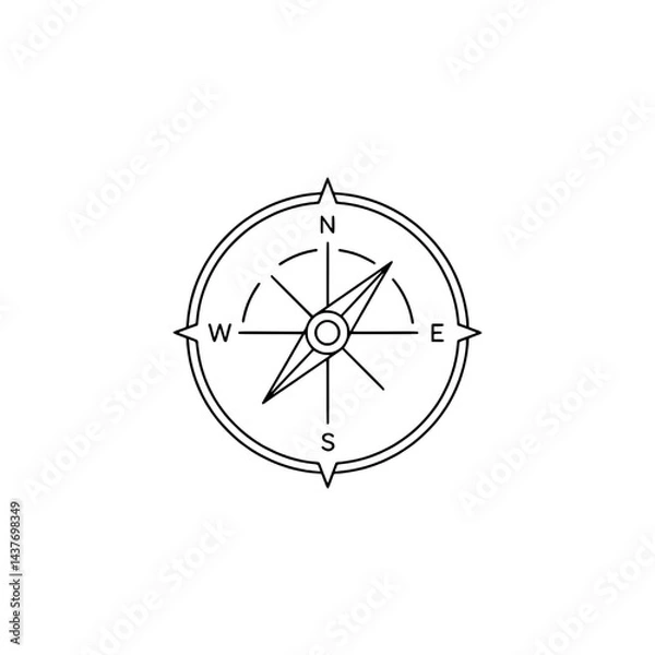 Fototapeta Compass design icon for navigation and location concepts