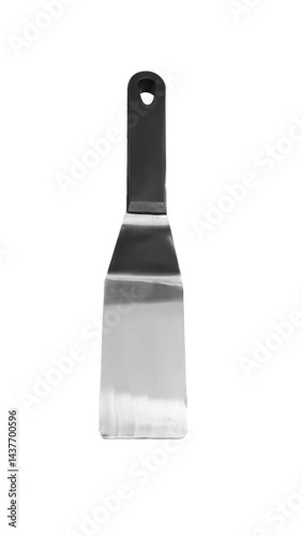 Fototapeta Pizza serving spoon or slicer in a grey metal material transparent background