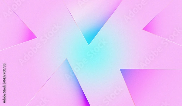Fototapeta Triangular pink and blue abstract geometric background with lights on the edges. Modern Luxury cones with gradient colors