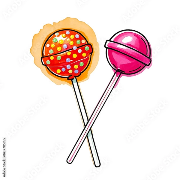 Fototapeta Colorful lollipops trio sweet candy treats round sugar delights vibrant confectionery fun snack PNG file download