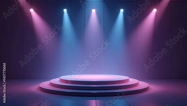 Fototapeta Abstract future platform game light technology stage 3D podium background. 3D podium technology background product space light effect display space is very advanced