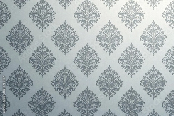 Fototapeta Subtle gray damask pattern with subtle geometric undertones, fabric, minimal